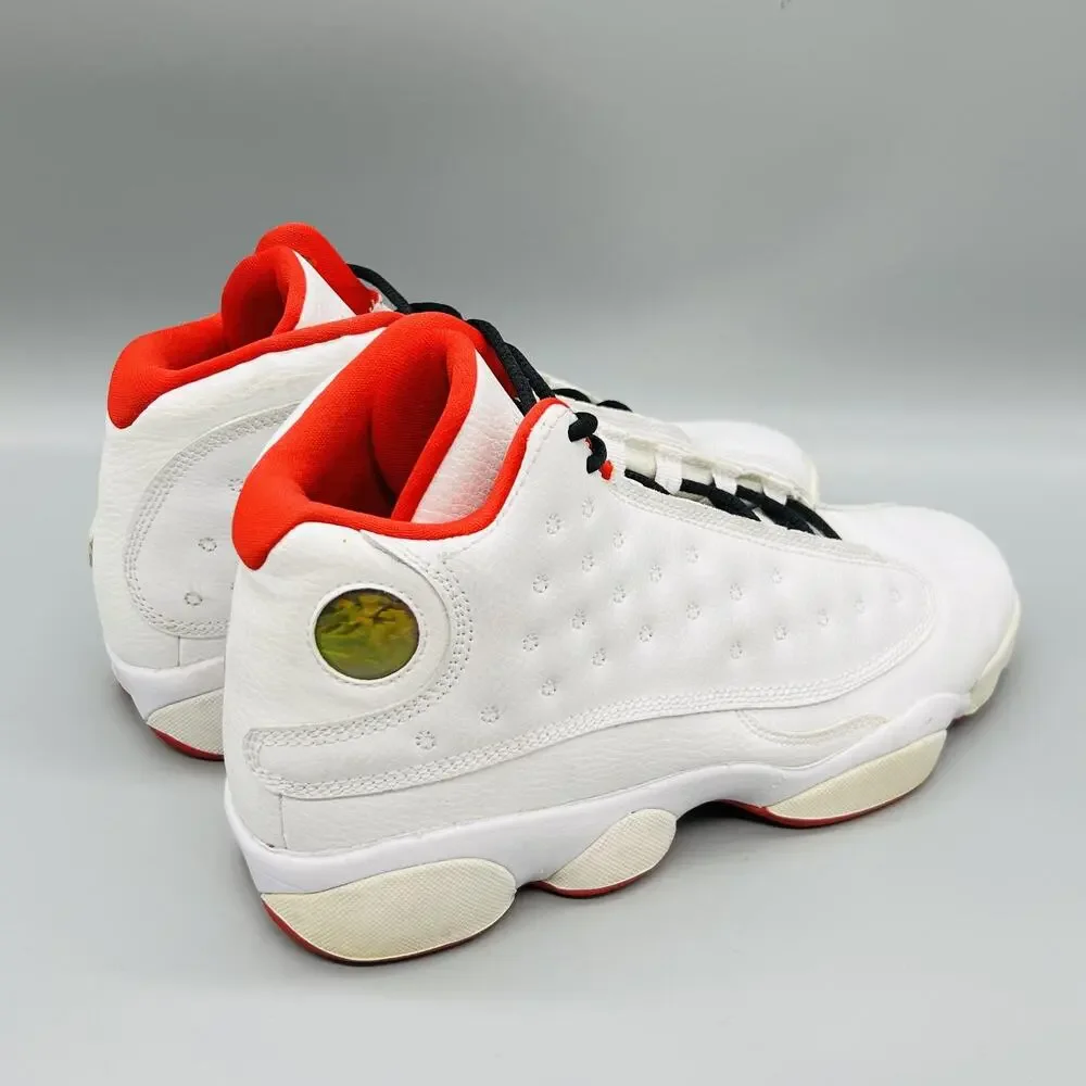 Jordan Shoes Boys 7 White Red Leather Air Jordan 13 Retro Basketball Sneakers